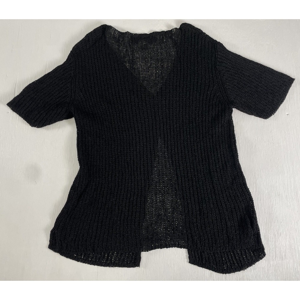 Y2K Vintage Black Crocheted Boho Style Davie Milane Cardigan Sweater Jones & Co - Picture 10 of 14